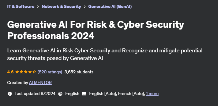 Generative AI For Risk & Cyber Security Professionals 2024