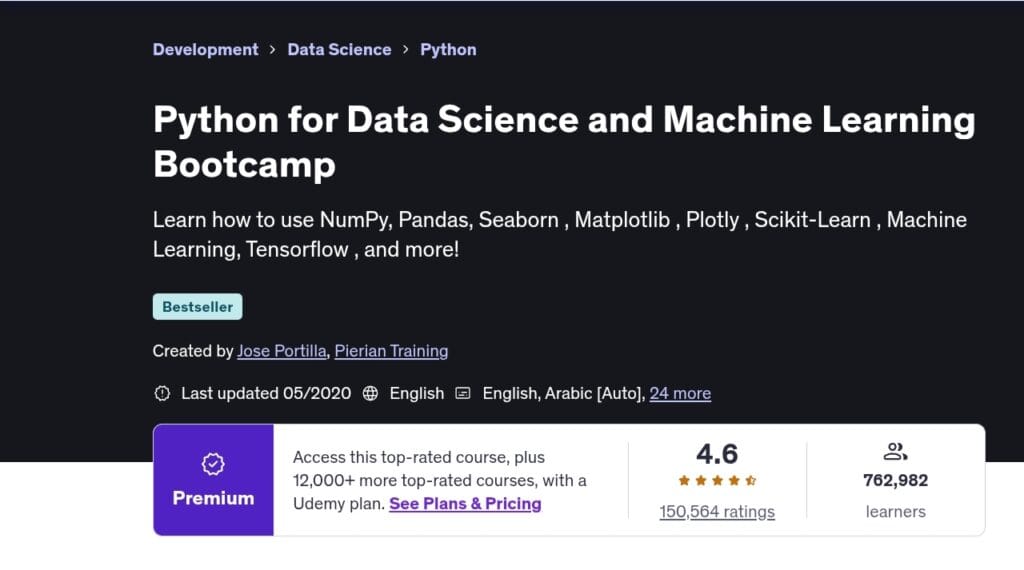 Python For Data Science and Machine Learning Bootcamp