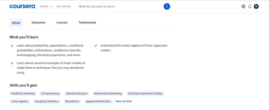 Advanced Statistics for Data Science Specialization skills Advanced Statistics for Data Science Specialization skills