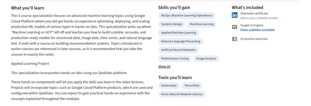 Advanced Machine Learning on Google Cloud Specialization Advanced Machine Learning on Google Cloud Specialization