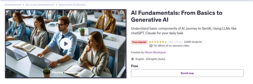 AI Fundamentals: From Basics to Generative AI – Free Udemy Course by Vikram Bandugula
