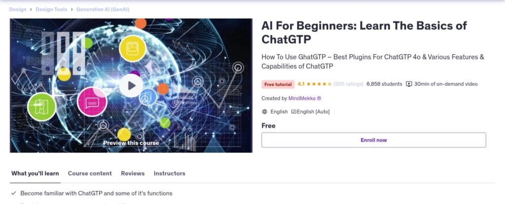 AI For Beginners: Learn The Basics of ChatGPT (Free Udemy Tutorial)