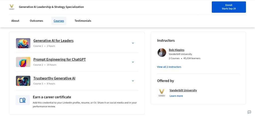 Generative AI Leadership and Strategy courses content