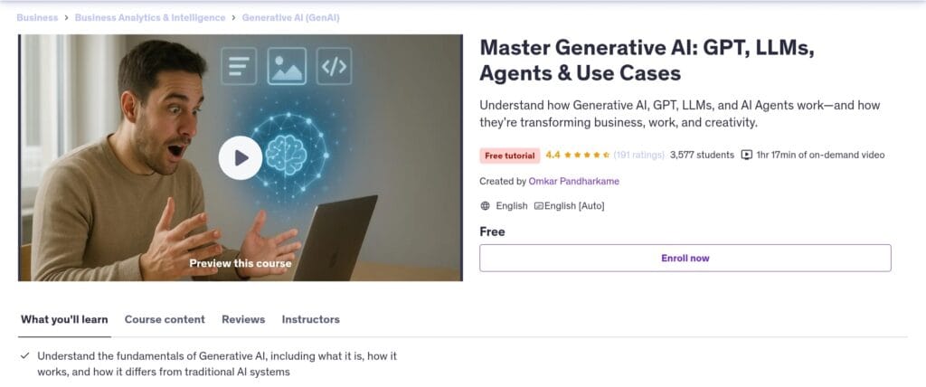 Master Generative AI: GPT, LLMs, Agents & Use Cases