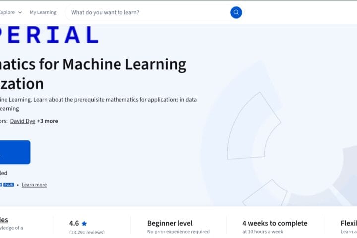 Mathematics for Machine Learning Specialization