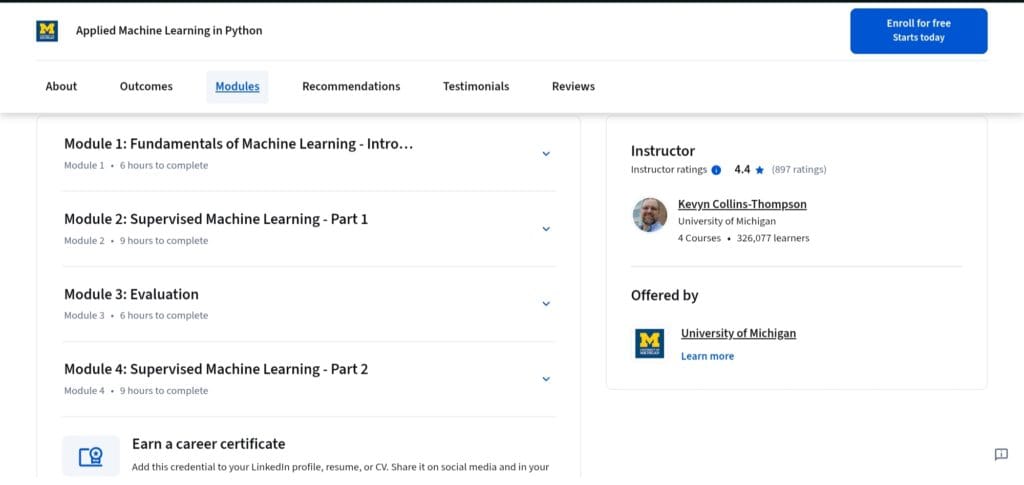 Applied Machine Learning in Python Modules Applied Machine Learning in Python Modules