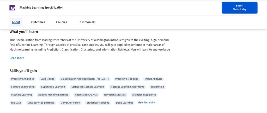Machine Learning Specialization Skills