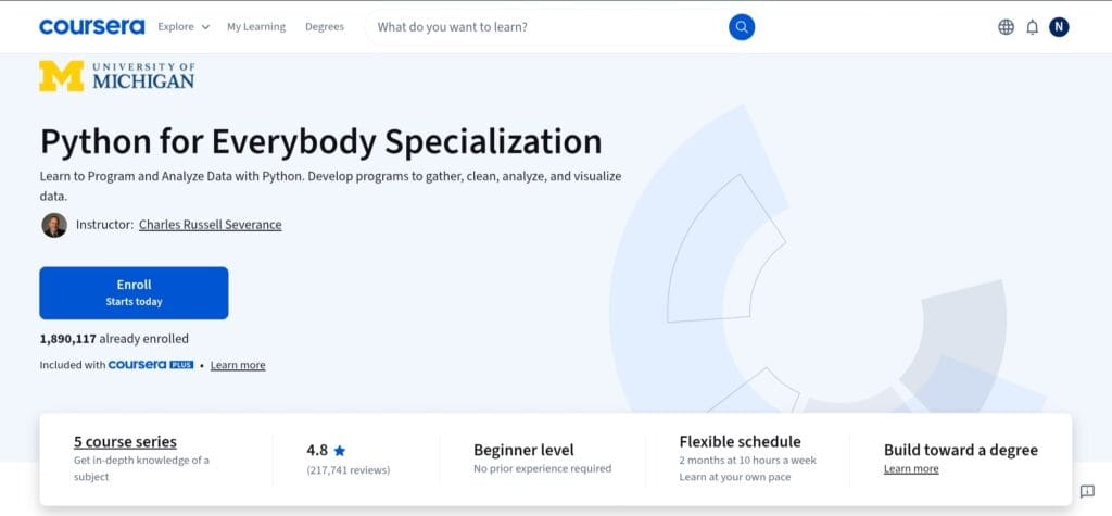 Python for Everybody Specialization – Coursera