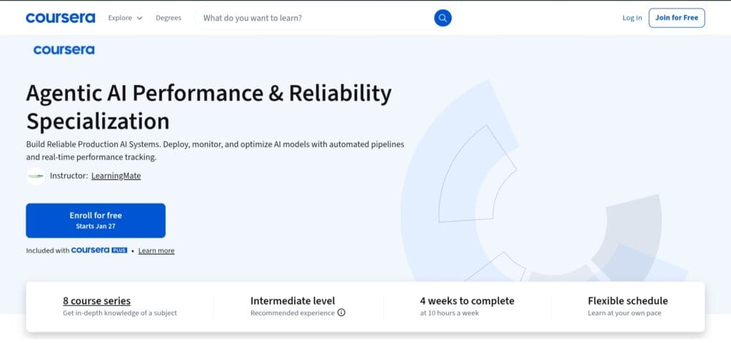 Agentic AI Performance & Reliability Specialization Agentic AI Performance & Reliability Specialization