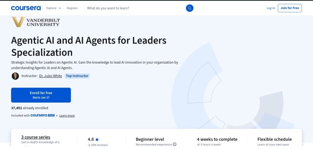 Agentic AI and AI Agents for Leaders Specialization Agentic AI and AI Agents for Leaders Specialization