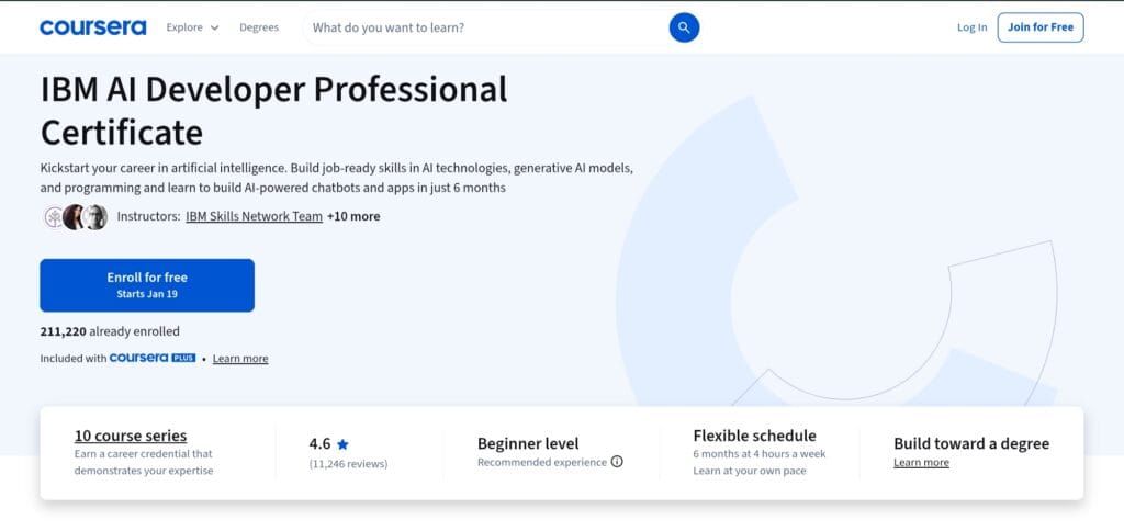 IBM AI Developer Professional Certificate