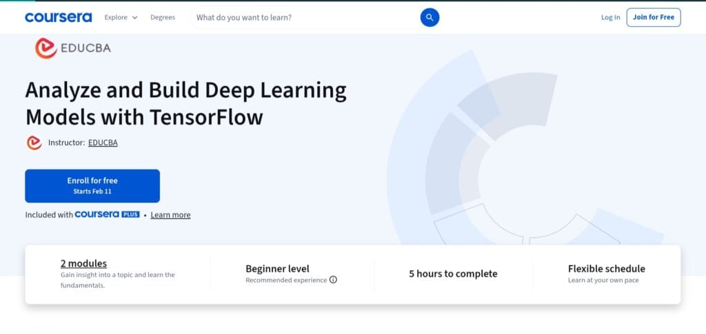 Analyze and Build Deep Learning Models with TensorFlow – Coursera