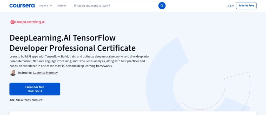 DeepLearning.AI TensorFlow Developer Professional Certificate – Coursera