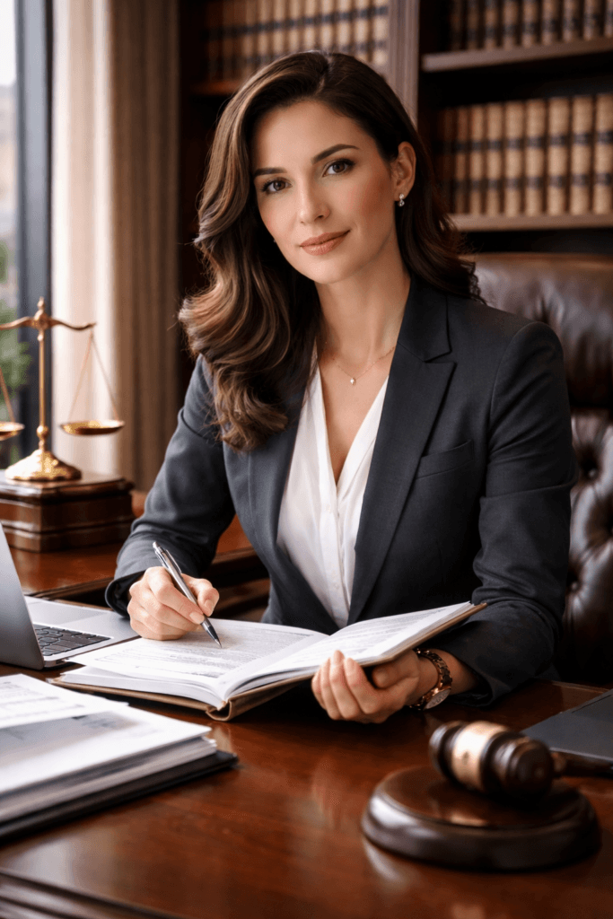 A Corporate Lawyer doing her work