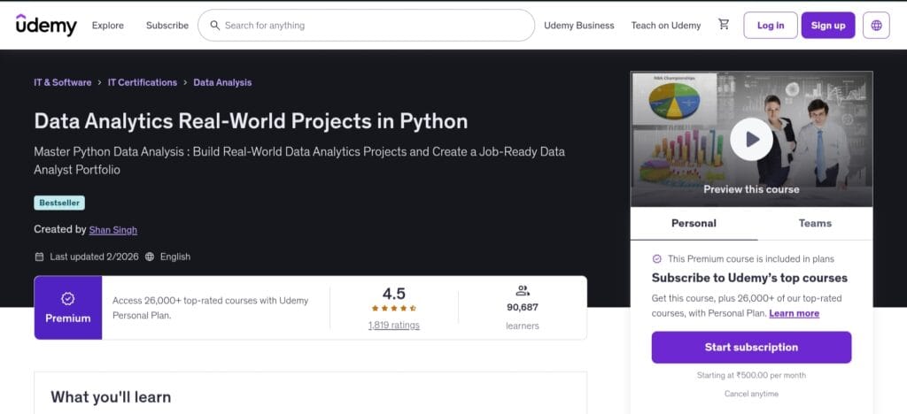 Data Analytics Projects with Python – Best for Project-Centric Python Learning