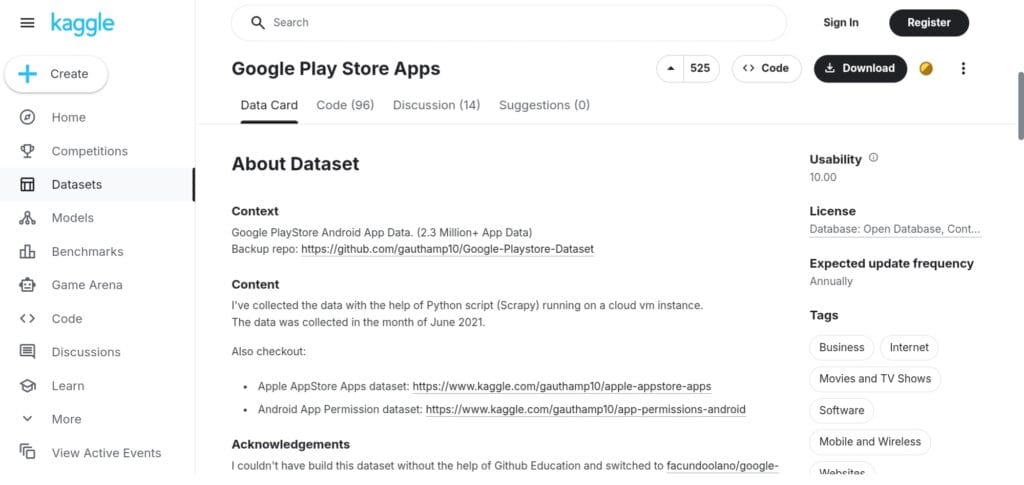 Google Play Store Apps Dataset