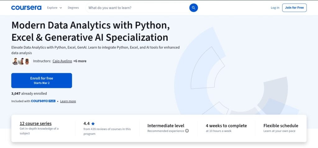 Modern Data Analytics with Python, Excel & Generative AI Specialization – Best for Future-Ready Analytics