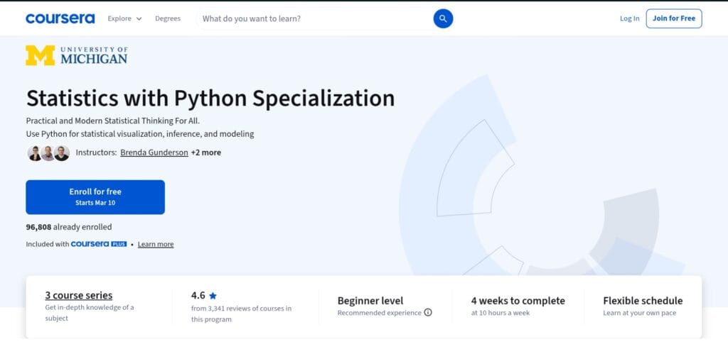Statistics with Python Specialization – Coursera, Best Online Statistics Courses for Data Science Beginners