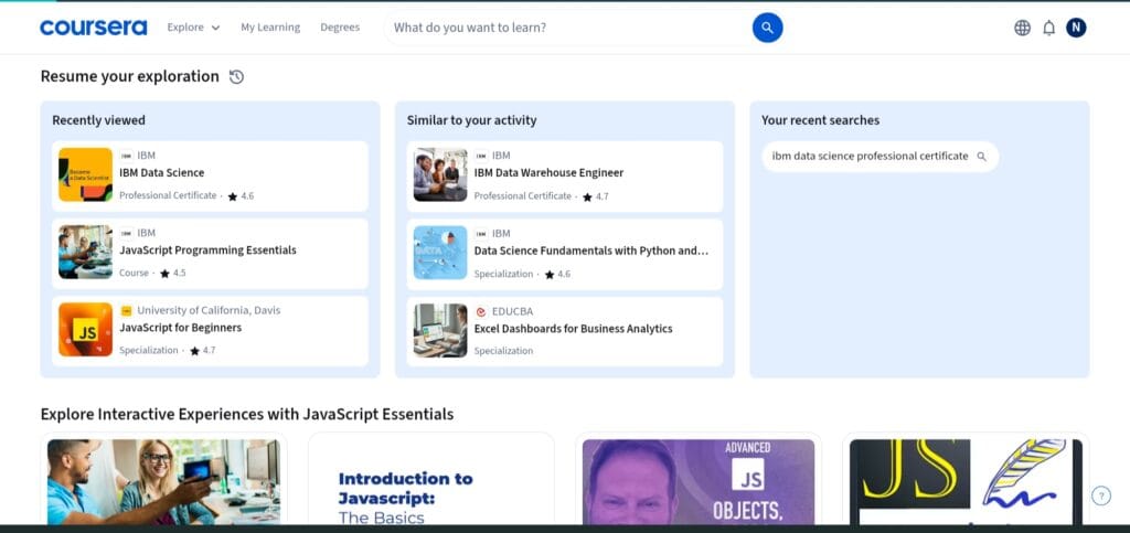 Coursera Homepage