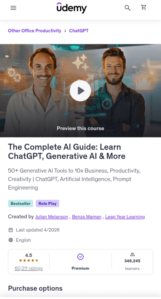 The Complete AI Guide: Learn ChatGPT, Generative AI & More, Best Generative AI Courses on Udemy for Job-Ready Skills (2026 Guide)