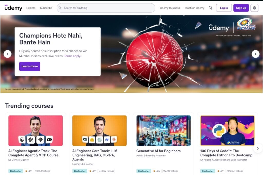 Udemy Homepage